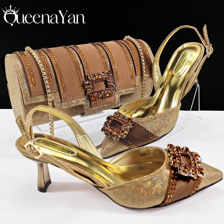 Fashion Women Heels Elegant Color Block Design