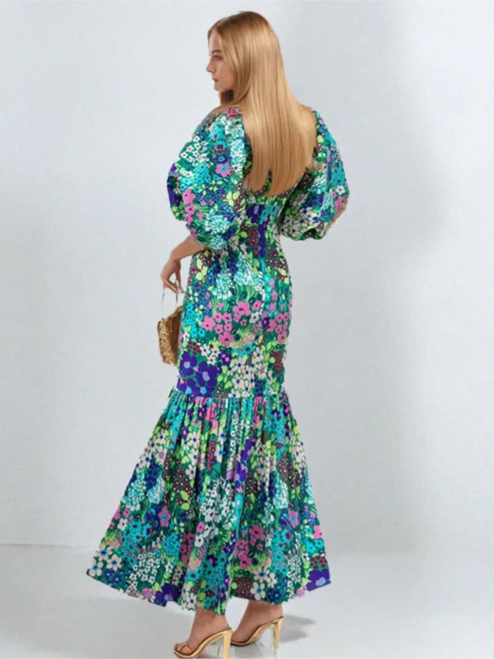 Fashion Print Dress For Women Casual O-Neck Dresses-Dresses-Bennys Beauty World