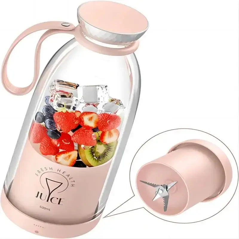 500ml Portable 2400mAh Wireless Fruit Mixers USB juicer Fresh Juice Bottle Blender Plus 6 Blades Food Milkshake Ice Crush Cup-Bennys Beauty World