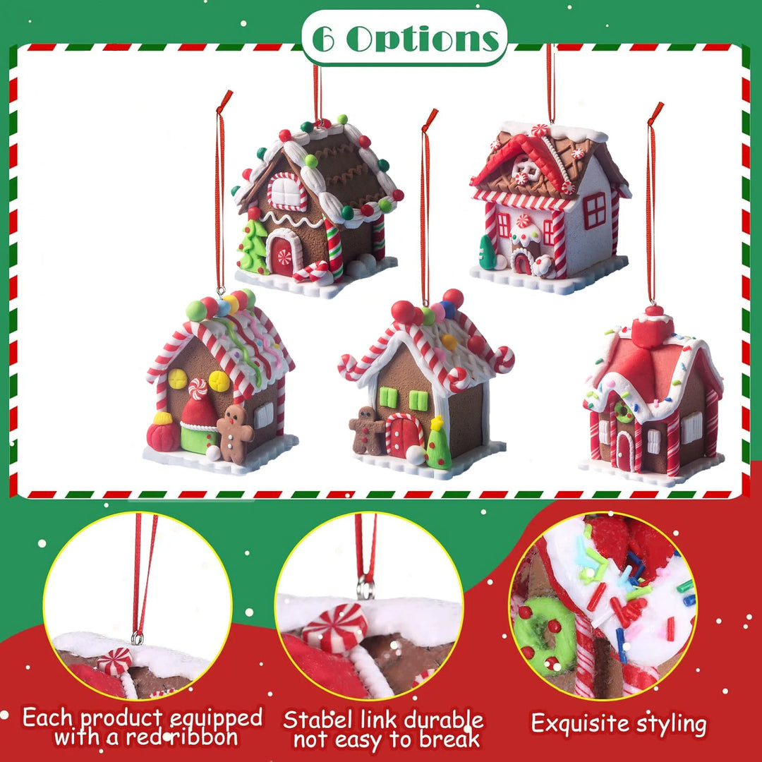 5 pcs House Ornaments Holiday Christmas Tree Ornament
