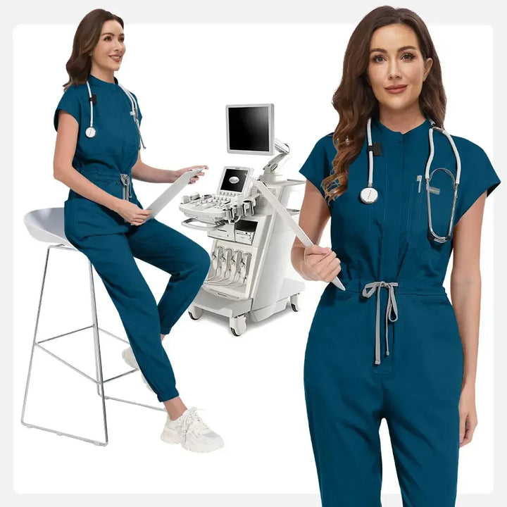 Multicolor Medical Scrub Jumpsuit for Women-Scrubs-Bennys Beauty World