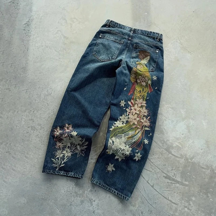 Y2K Star Ripped Baggy Jeans – Wide Leg High Waist Denim