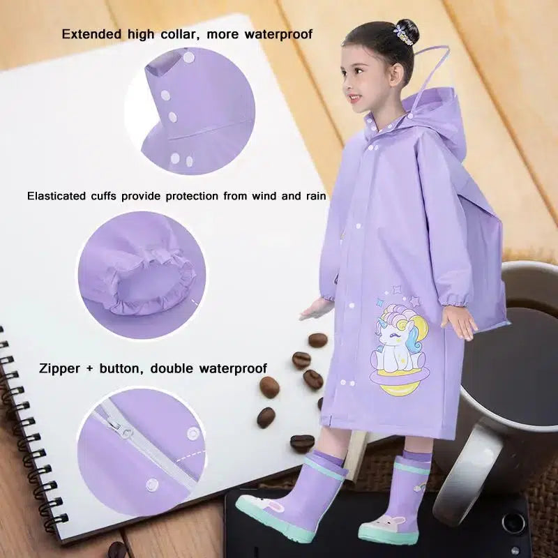 Kids Raincoat Wateproof Childrens Dinosaur Rain Coat-kids clothing-Bennys Beauty World