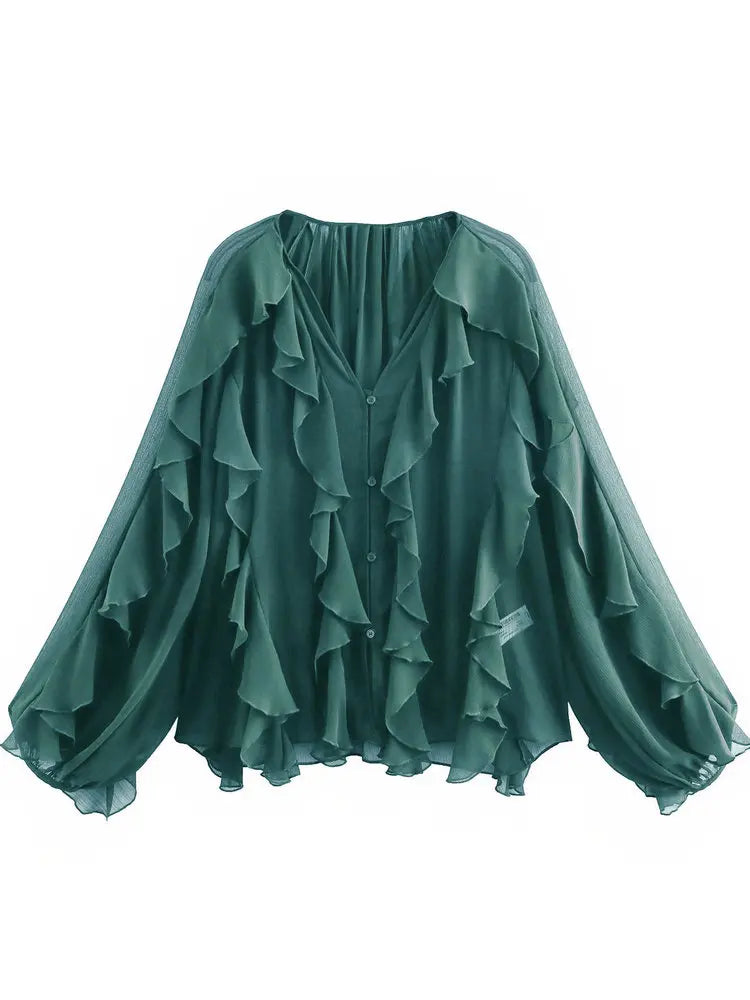 Summer Chic Women's Elegant Loose Long Sleeve Layered Shirts-Blouse-Bennys Beauty World