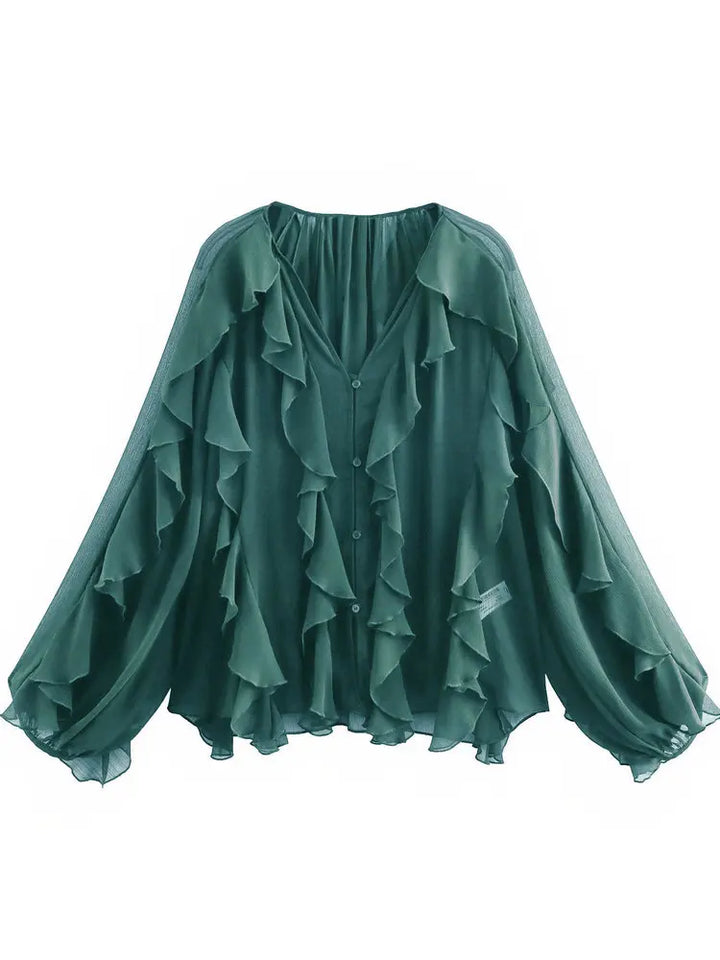 Summer Chic Women's Elegant Loose Long Sleeve Layered Shirts-Blouse-Bennys Beauty World