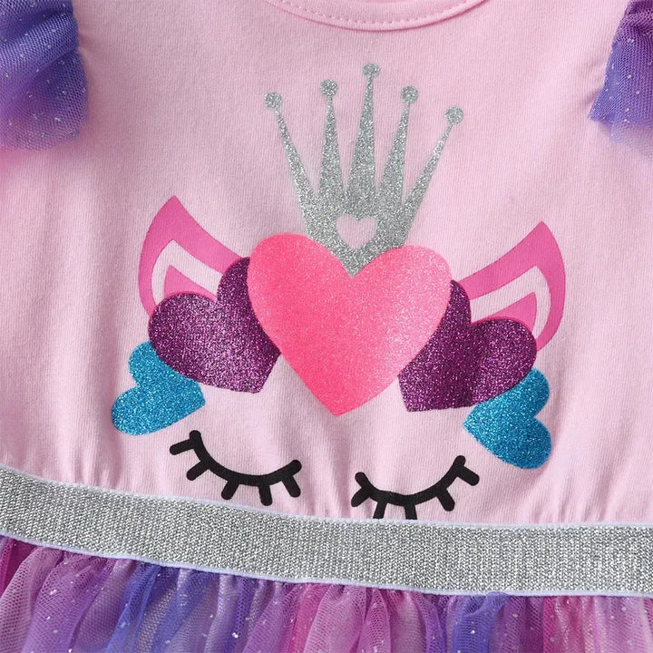 Girls Unicorn Tulle Party Dress – Fluffy Layered Glitter Ball Gown for Toddlers &amp; Kids-Baby &amp; Toddler Dresses-Bennys Beauty World