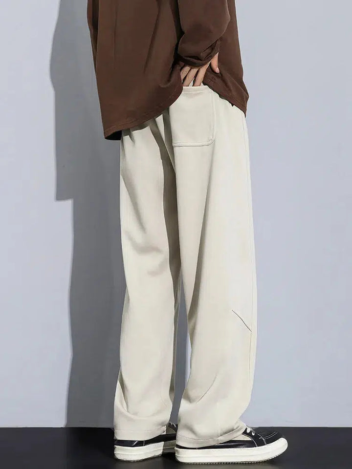 Men's Sweatpants Fashion Solid Color Wide Leg Trousers