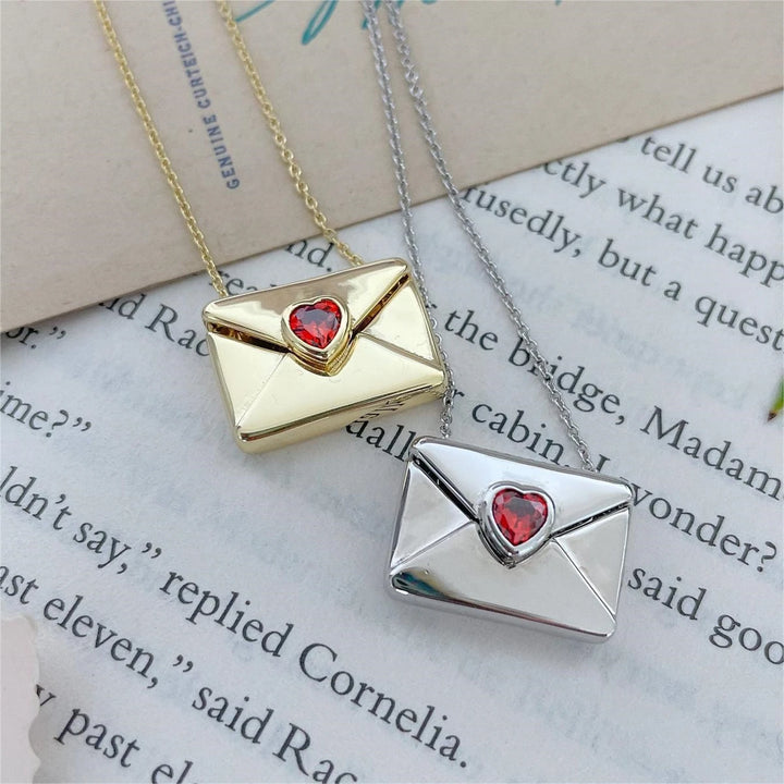 Valentine's Day Red Love Envelope Box Necklace