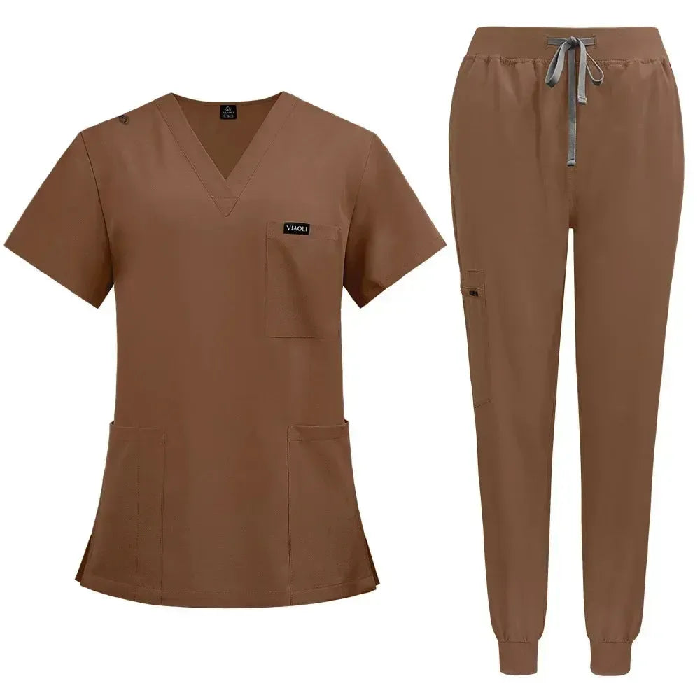 Women's Medical Scrub Set – V-Neck Clinical Uniform with Pockets-Scrubs-Bennys Beauty World