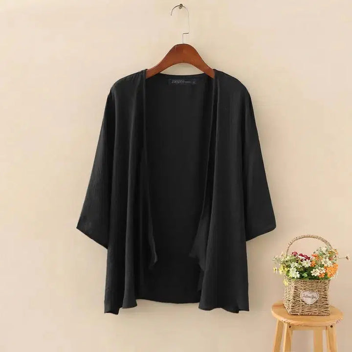 2023 ZANZEA Summer Fashion Cardigan Women 3/4 Sleeve Solid Blouse Casual Holiday Beach Holiday Kimonos Open Front Shirt Blusas-Bennys Beauty World