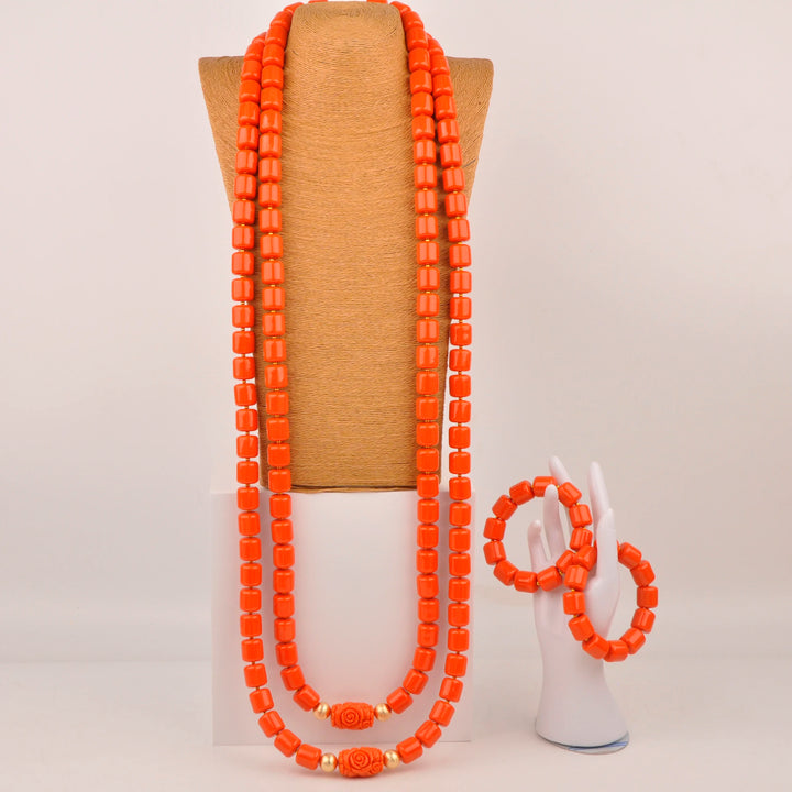 White Artificial Coral Bead Necklace African Jewelry Sets for Women