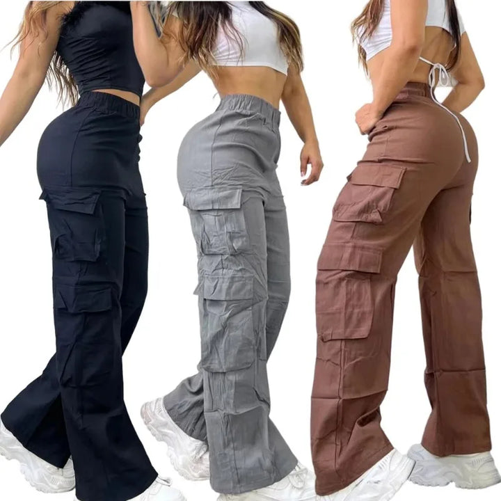 Waist Baggy Trousers Casual Wide Leg Slim Vintage Streetwear