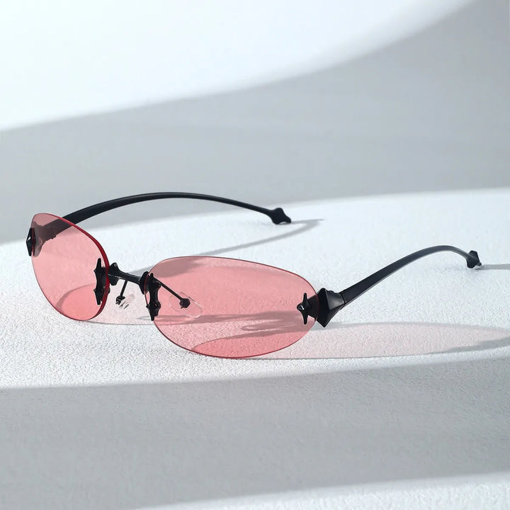 Rimless Oval Y2K Sunglasses | Gradient Photochromic UV400 Eyewear