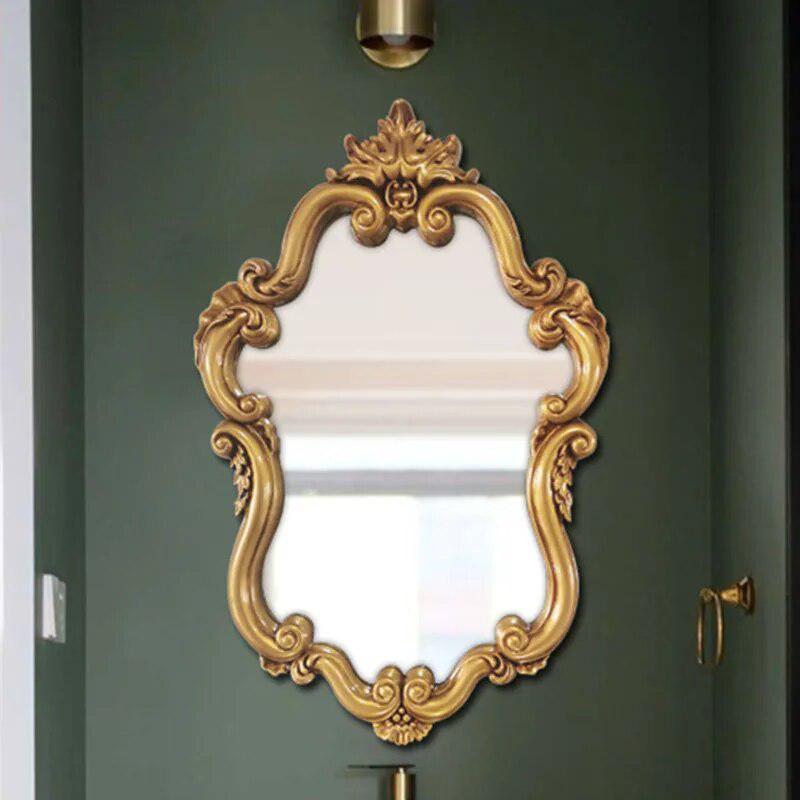 Large Mirror Wall Hanging 3d Decorative Home Vintage Makeup Indian Gold Mirror Irregular Shape Lace Lusterko Indoor Decor-Arlik interiors