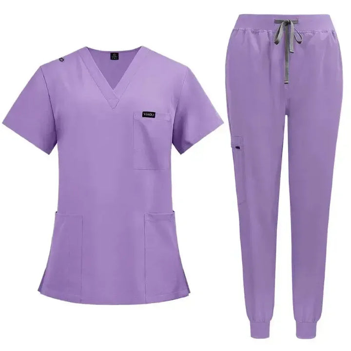 Women's Medical Scrub Set – V-Neck Clinical Uniform with Pockets-Scrubs-Bennys Beauty World