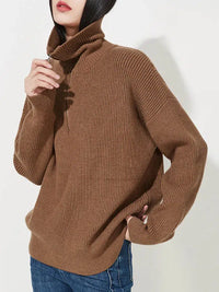 Women Sweaters Design Pullovers Casual Solid Turtleneck