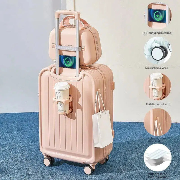 Travel Luggage USB Charging Port with Cup Holder-Bennys Beauty World