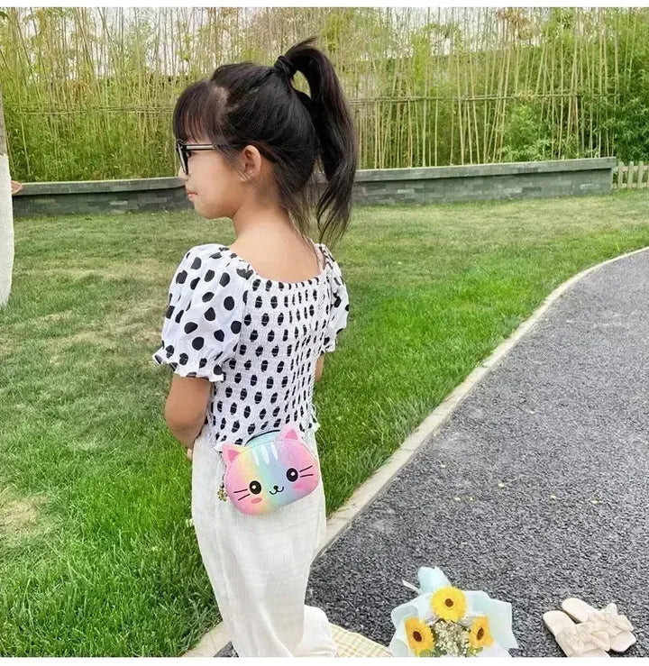 Cute Cat Shoulder Bag for Toddlers – PU Leather Cartoon Crossbody Bag for Girls-Bag-Bennys Beauty World