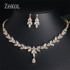 Zirconia Leaf Necklace Earrings Rings Bracelets Set for Women-necklace-Bennys Beauty World