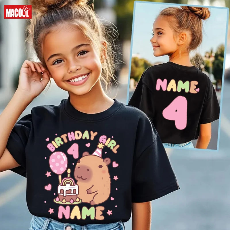 Girls Birthday T-Shirt | Personalized Name &amp; Age | Kids &amp; Adult Sizes
