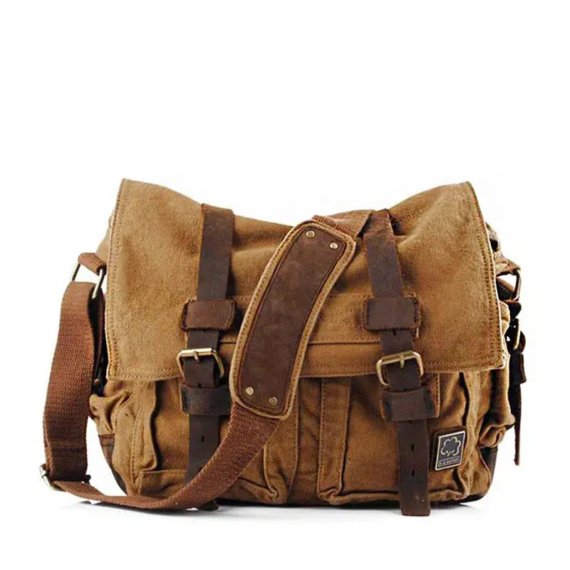 Fashion Vintage Leather Canvas Messenger Bag Cotton Canvas-bag-Bennys Beauty World