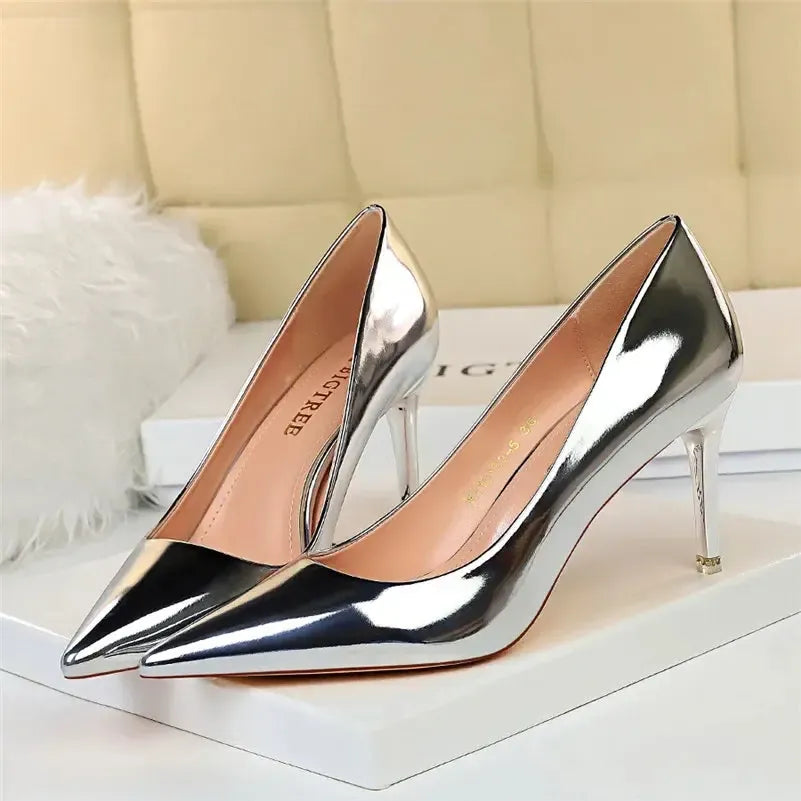 Women Patent Leather Pumps High Heels-Shoes-Bennys Beauty World