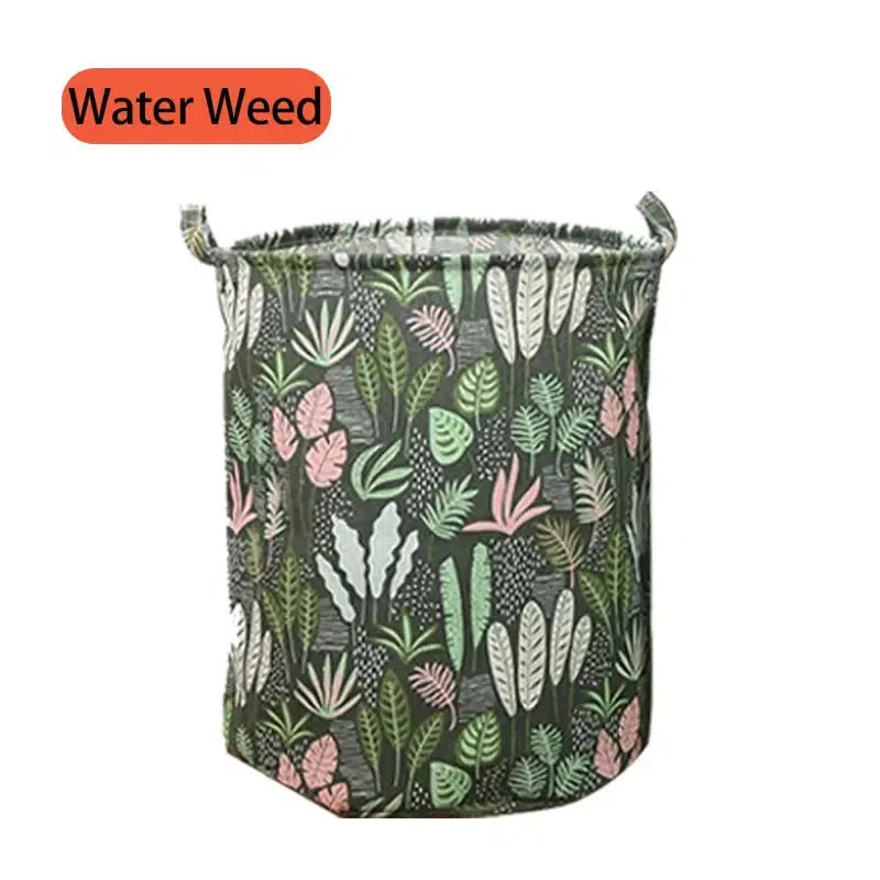 Cotton Linen Dirty Laundry Basket Foldable Round Waterproof Organizer Bags-bag-Bennys Beauty World