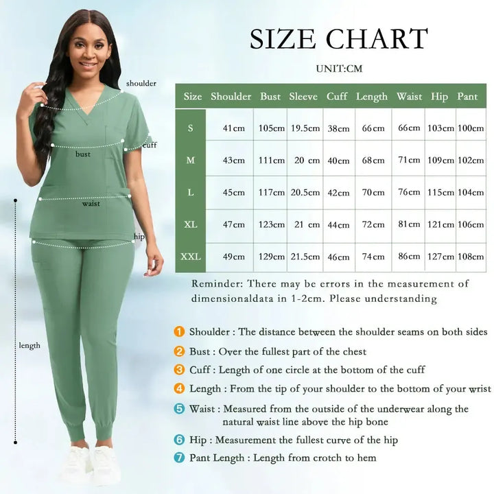 Nurse Uniform for Women Nursing Solid Surgical Gown-Scrubs-Bennys Beauty World