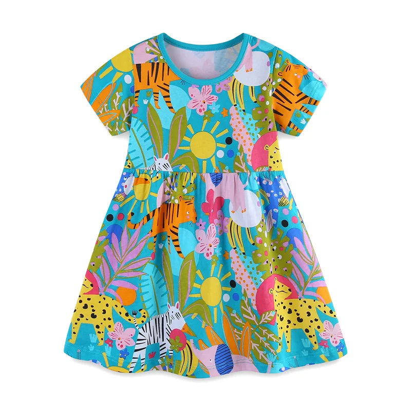 Girls Forest Princess Summer Dress | Floral Ball Gown