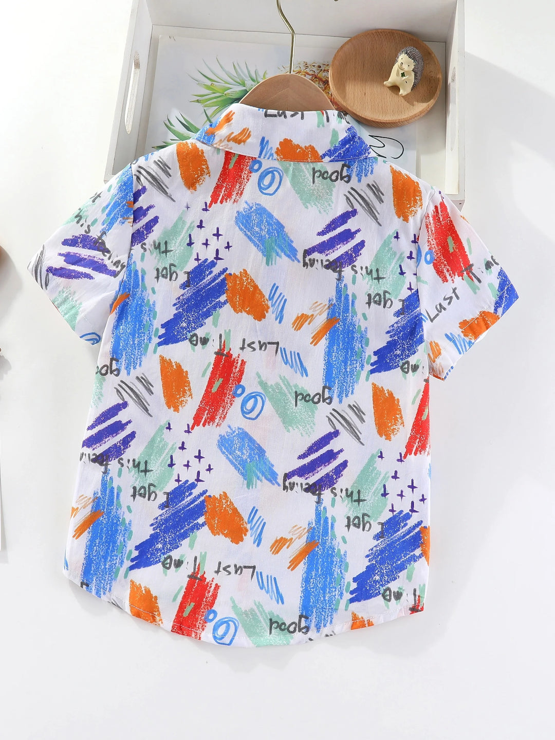 Boys Colorful Splash Ink Print Short Sleeve Shirt | Kids Casual Summer Top