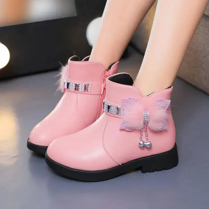 Girls Leather Ankle Boots Non-slip Shoes For Toddlers-Shoes-Bennys Beauty World