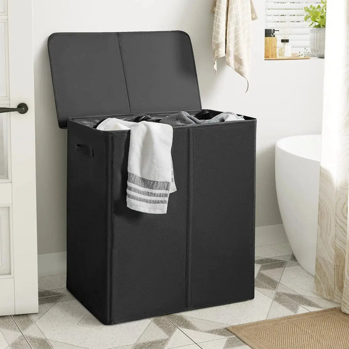 Double Laundry Hamper with Lid and Removable Laundry Bags