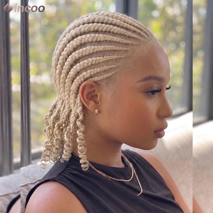 8" Cornrow Box Braid Wig – Synthetic Full Lace Front | African Twist Braid Hair Wig