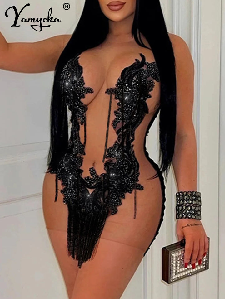Sequin Mesh Bodycon Mini Dress