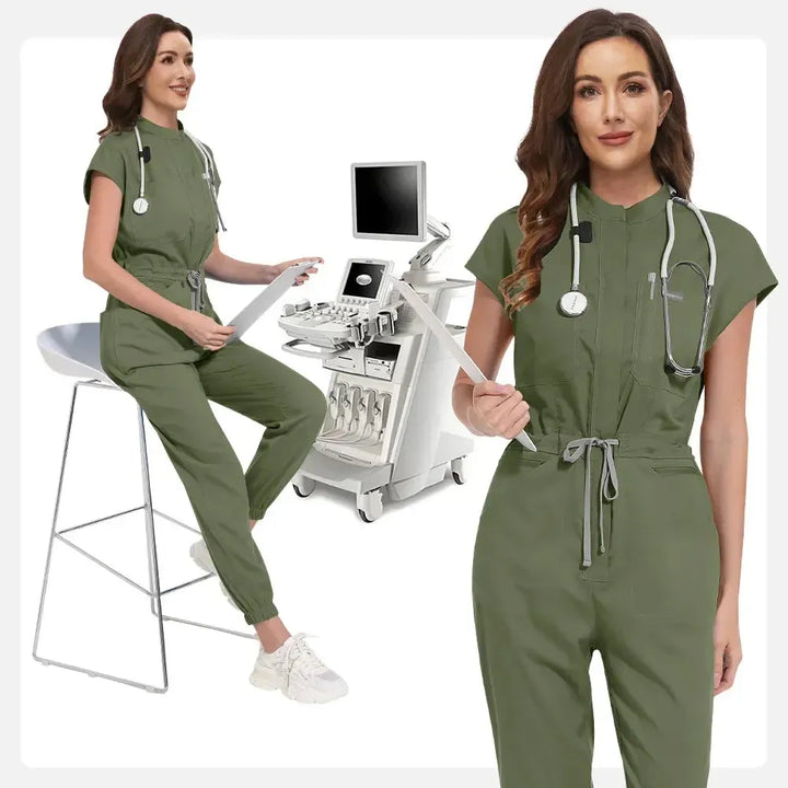 Multicolor Medical Scrub Jumpsuit for Women-Scrubs-Bennys Beauty World