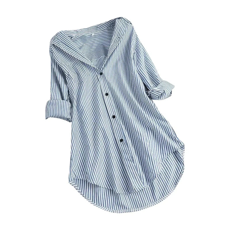 Women'S Clothing Sales Women'S Spring/Summer Striped Long Sleeved Blouse With Lower Breathable Elastic Women'S Bottom Shirt топ-Bennys Beauty World