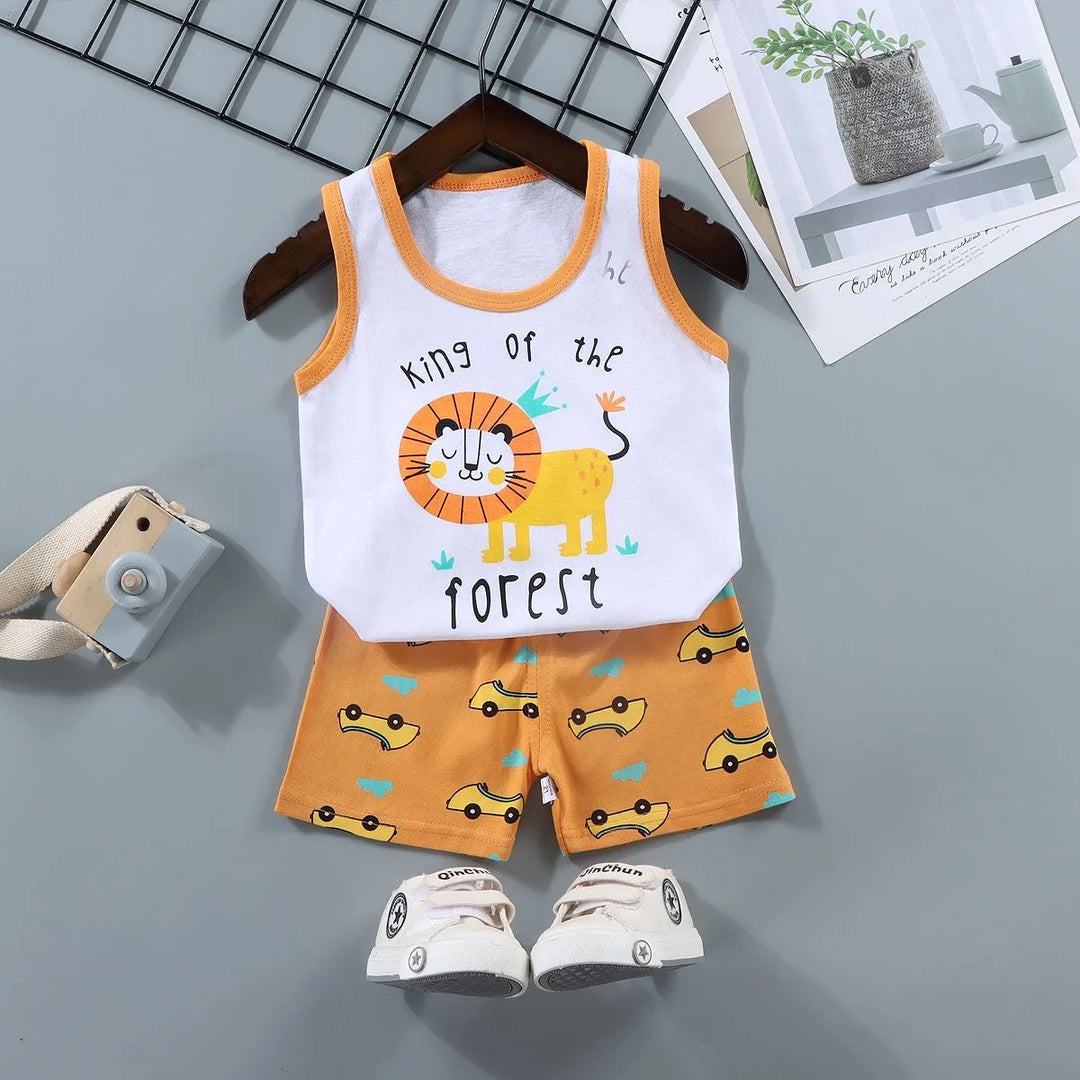 Kids Cotton Vest &amp; Shorts 2-Piece Set | Sleeveless Summer Outfit | Ages 9M–6T