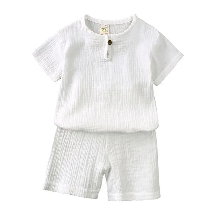 Summer Boy Clothing Sets Solid Color Short Sleeve Tops and Shorts - Bennys Beauty World