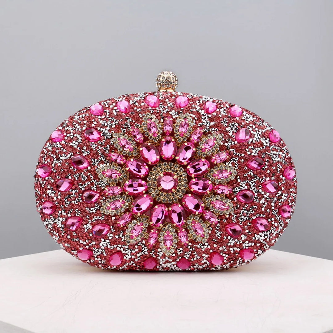 Flower Rhinestones Evening Bags Metal Prom Clutch