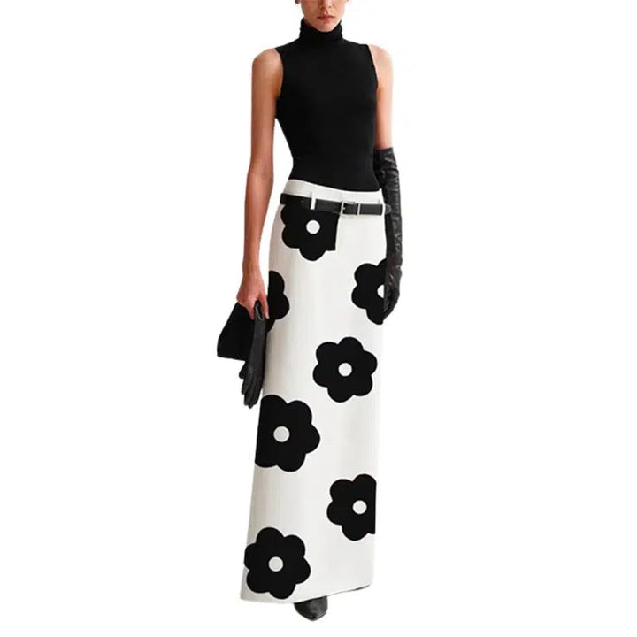 Women's Floral Print Split-Back Elegant Skirts