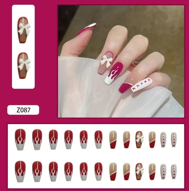 24pcs Multiple Styles Colourful Fake Nails Detachable Nails