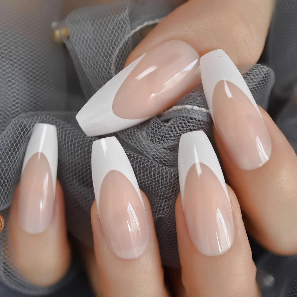 24pcs removable false nails with glue Ballet nails