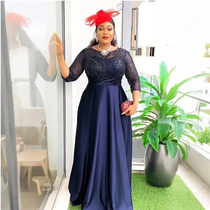 African Dresses for Women Fashion Plus Size Sequin Evening Party Dress-African Dresses-Bennys Beauty World