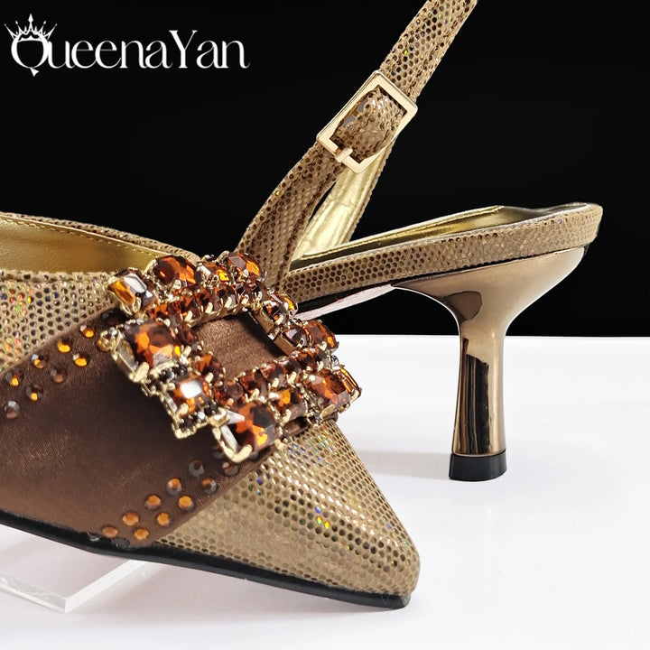 Fashion Women Heels Elegant Color Block Design