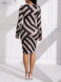 Summer Elegant Colorblock Stripe Printed Dress-Bennys Beauty World