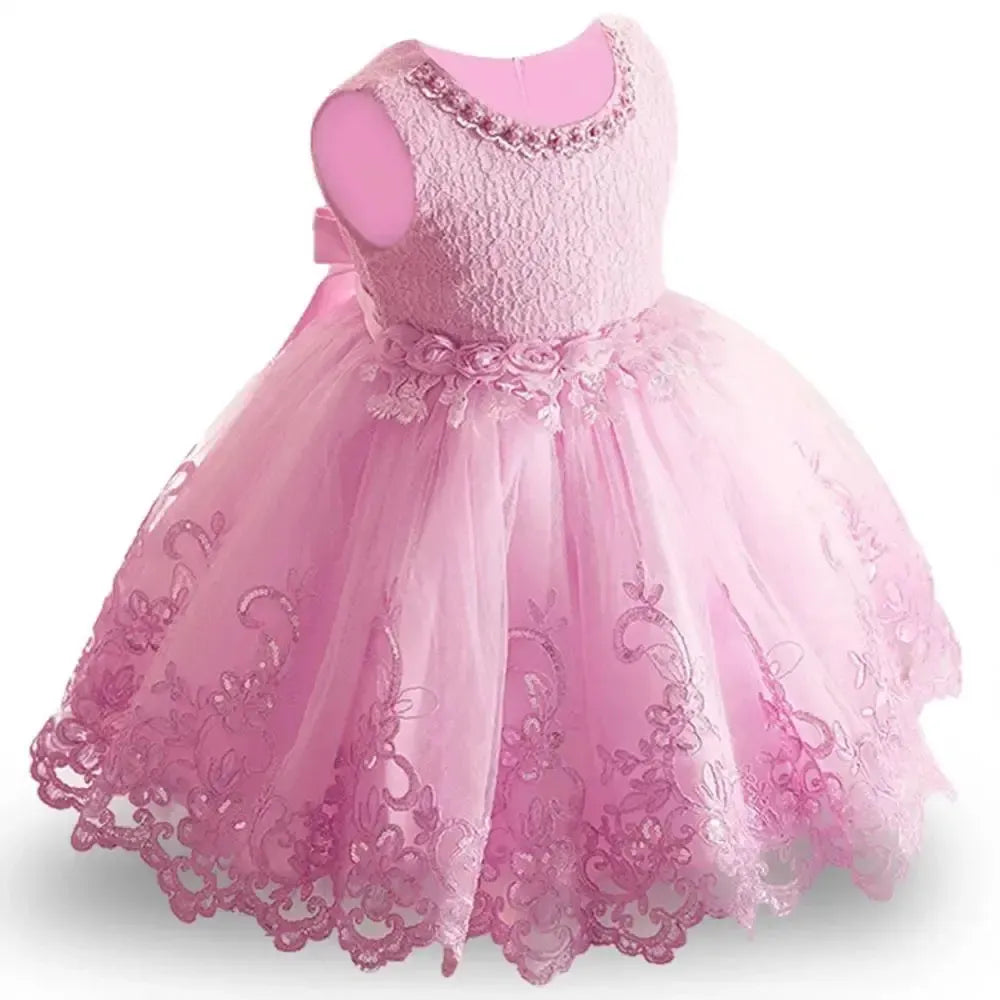 Baby Girl Dresses Bow Kids Baptism Dress-Dresses-Bennys Beauty World