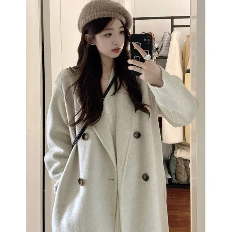 Winter Korean Style Women’s Mid-Long Woolen Coat