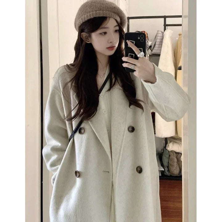 Winter Korean Style Women’s Mid-Long Woolen Coat