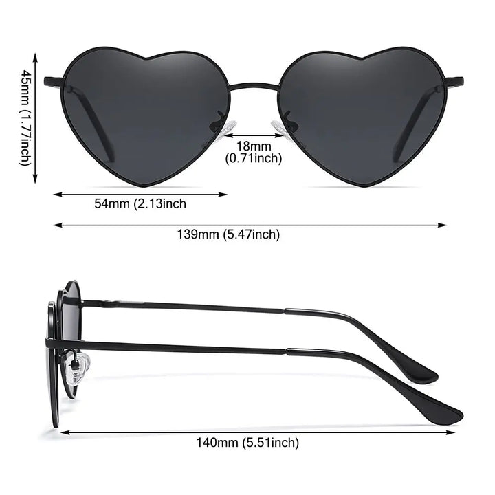 Heart-Shaped Sunglasses for Women | Polarized UV400 Metal Frame