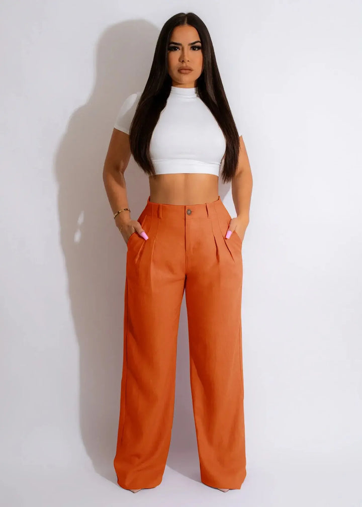 Women's High Waist Cotton Linen Wide Leg Trousers-Bennys Beauty World